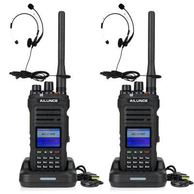 Retevis Ailunce HA1G GMRS Radio(2 Pack) with Overhead Headset(2 Pack), Handheld Radio, IP67 Waterproof, NOAA, 2800mAh USB-C Charging Long Range Walkie Talkies, EHM003 Two Way Radio Headset with Mic