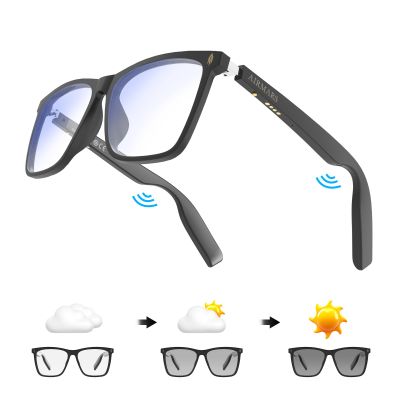   with Voice Assistant, Built-in Speaker and Microphone, Photochromic Blue Light Filtering Lenses, UV Protection Polarized Bluetooth Sunglasses for Men and Women (Photochromic)