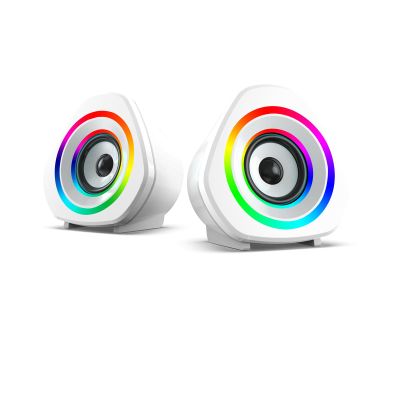 Docooler Computer PC Speakers, Wired Computer Speaker, 3W PC Gaming Desktop Computer Speakers with RGB Atmospheric Lights, 360-Degree Omni-Directional Sound, E-Sports Speaker for Gamer, PC