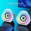 Docooler Computer PC Speakers, Wired Computer Speaker, 3W PC Gaming Desktop Computer Speakers with RGB Atmospheric Lights, 360-Degree Omni-Directional Sound, E-Sports Speaker for Gamer, PC view 2