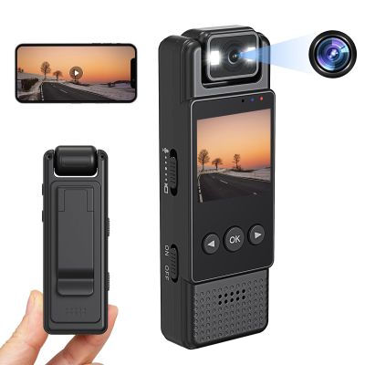 Hoyaliro Body Camera WiFi Mini Hidden Camera with Audio Video Recording, 180 Wide Angle Rotatable Lens, 1.3 Inch Screen Spy Cam Nanny Cam, Police Body Cam Wearable with Loop Recording