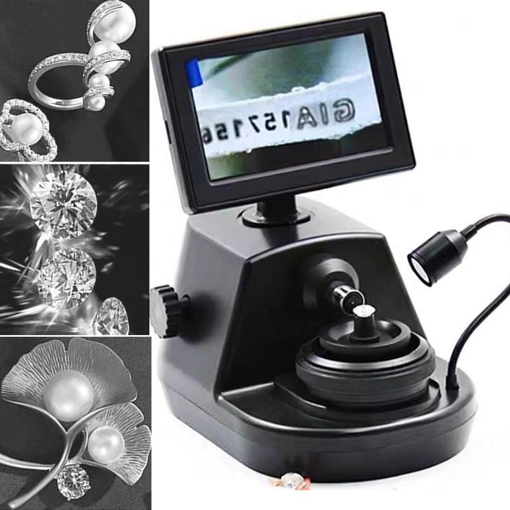 Digital Diamond Girdle Viewer, Digital Electron Microscope with 4.3Inch LCD Screen, Microscope Camera Diamond Inscription Viewer for Jewelry Identification