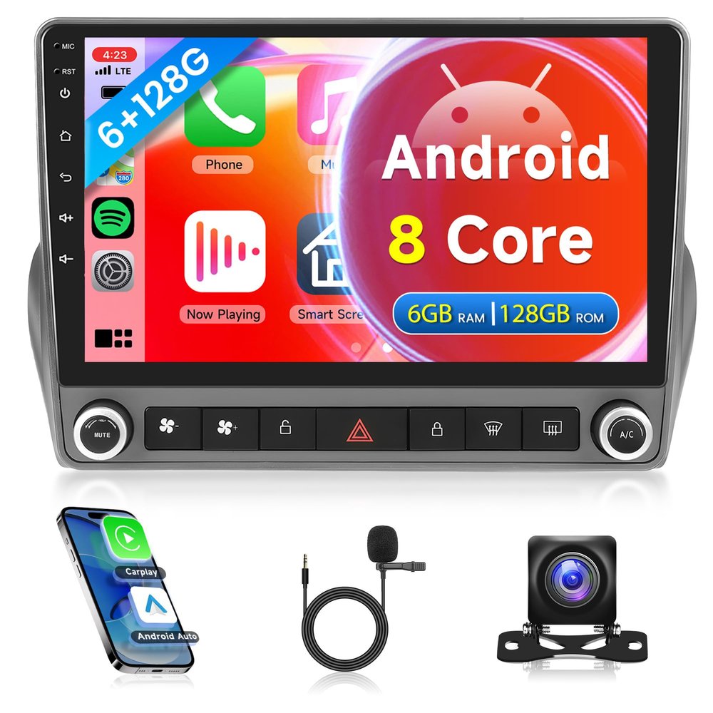 8 Core 6G+128G Radio for Chevrolet Camaro 2008-2015, Rimoody Android 13 Car Stereo Carplay Android Auto 9 Inch Touchscreen GPS 4G-WiFi Bluetooth FM DSP-36 Mirror Link 59-UI Themes AHD Backup Camera
