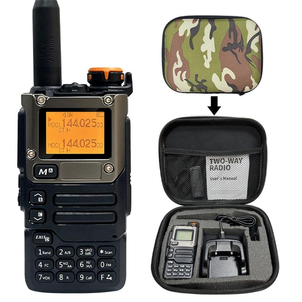 UVK6 walkie Talkie 200Ch 5W Air Band Dual Band VHF UHF DTMF FM NOAA Weather Forecast, with Flash Replication Frequency LCD Display for Hiking Camping Trip Two-Way Radio