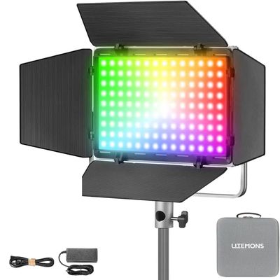 Godox LP600R RGB LED Video Light with Barndoor, 60W 1800K-10000K 9270Lux LED Panel Light with 14 FX Effects APP Control CRI/TLCI 96+ Dimmable 0-100% Studio Soft Light for Photography
