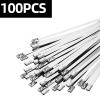 ACEFCXAUSVC Cable Ties Metal Zip Ties Stainless Steel Ca 100pcs 304 Stainless Steel Metal Cable Ties 4.6mm Width100-1000mm Exhaust Wrap Coated Locking Ties Multi-Purpose(4.6x550mm) view 2
