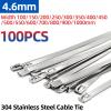 ACEFCXAUSVC Cable Ties Metal Zip Ties Stainless Steel Ca 100pcs 304 Stainless Steel Metal Cable Ties 4.6mm Width100-1000mm Exhaust Wrap Coated Locking Ties Multi-Purpose(4.6x550mm) view 3