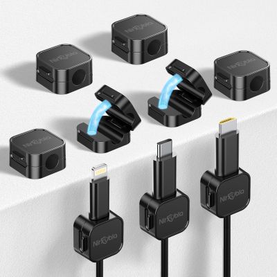 [9 Pack] Magnetic Cable Clips, Easy to Adjust, Enhanced Adhesive Wire Organizer, Desk Cable Management, Mini Holder for Wire Or Cable Clips for Home, Office, Car, Desk, Nightstand (Black-9 Pack)