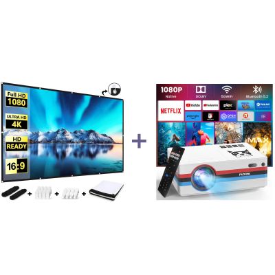 FUDONI S1 Netflix Licensed & Dolby Audio Projector with WiFi and Bluetooth 4K Supported and 100 inch Projector Screen