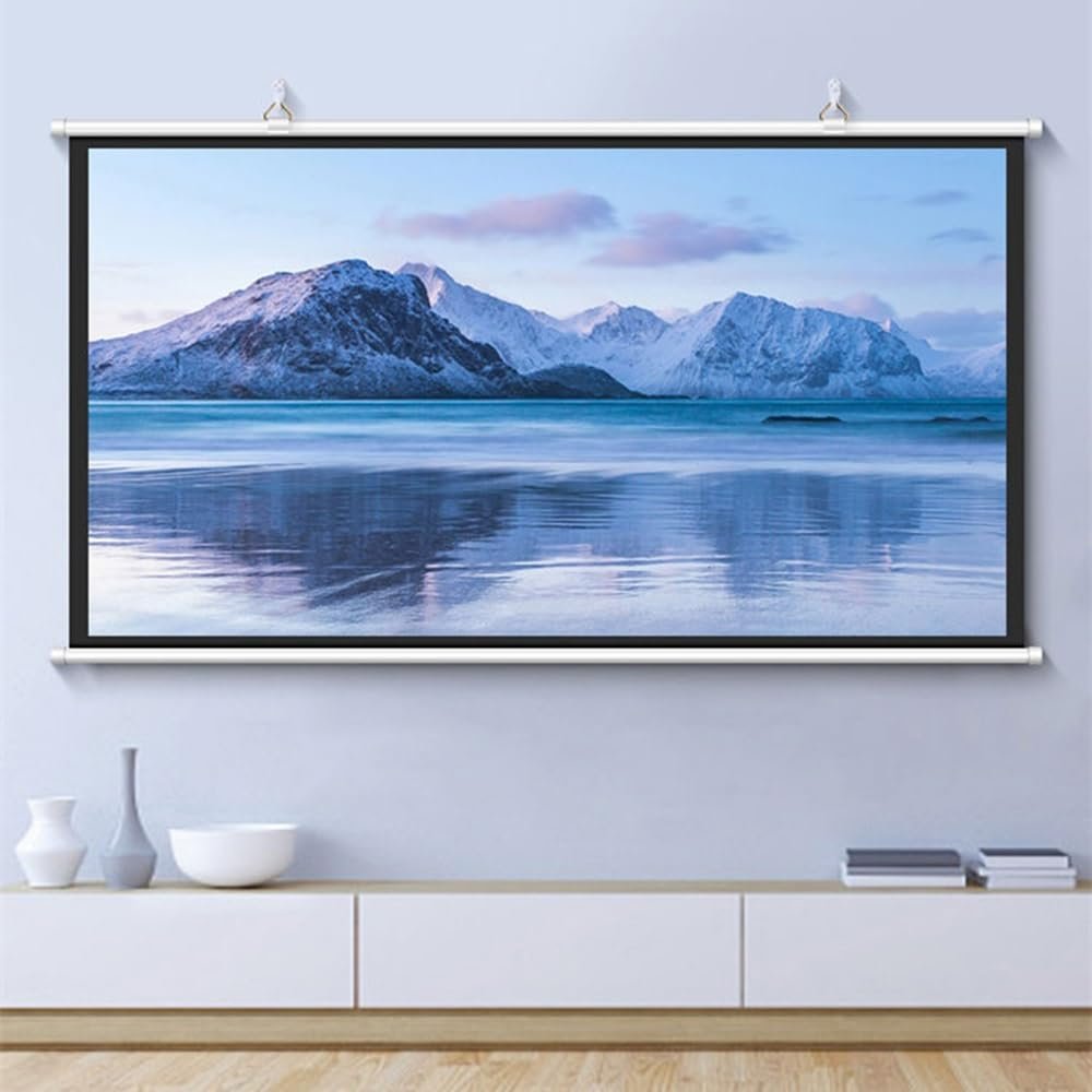 GSKDZG Manual Pull Down Projector Screen 30" 40" 50" 60" 72" Home Theater Projection Screen HD 4K 4:3 16:9 Format Movie Screen for Indoor Outdoor, Anti-Crease(72 Inch (4:3))