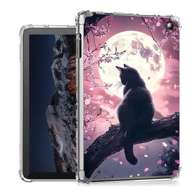 Tudguiloae Moonlight Black Cat for Kindle Fire Max 11 2023 Case, Lightweight Slim Transparent Soft TPU Shockproof Four Corner Anti-Fall Clear Skin Bumper Cover Perfectly Protection for Fire Max 11