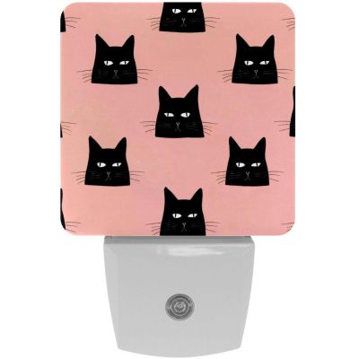 NEWzone Black Cats Night Light Plug into Wall for Girls Boys Room, Decorative Nightlights Auto Sensor Led Lights Wall Decor Gifts for Women Nightlight, 2 Pack