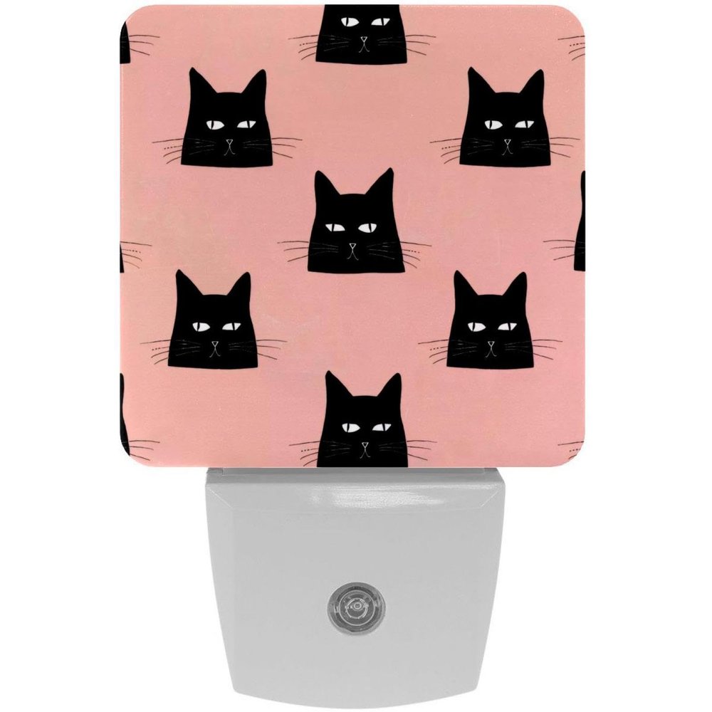 NEWzone Black Cats Night Light Plug into Wall for Girls Boys Room, Decorative Nightlights Auto Sensor Led Lights Wall Decor Gifts for Women Nightlight, 2 Pack
