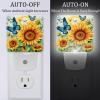 NEWzone Sunflower Butterflies Night Light for Kids 2 Pack, LED Plug into Wall Lights Dusk-to-Dawn Sensor, Nursery Nightlight for Kids Room, Bathroom, Bedroom Decor view 2