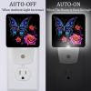 Neon Rose Butterfly Night Light Plug into Wall with Dusk to Dawn Light Sensors, Warm Nightlights for Bedroom, Bathroom, Hallway, Kitchen, Gifts Ideal for Girls Boys view 2