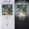 NEWzone Daisies Cat Teal Plank Night Light Plug into Wall Decor 2 Pack, Decorative Night Light for Kids, Plug in Night Lights for Bedroom Living Room, Gift for Kids Adults view 2