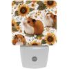NEWzone Guinea Pig Sunflower Night Light Plug into Wall with Dusk to Dawn Light Sensors, Warm Nightlights for Bedroom, Bathroom, Hallway, Kitchen, Gifts Ideal for Girls Boys view 1