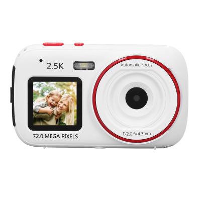GOWENIC Digital Camera, 2.5K 72MP Autofocus Travel Selfie Camera with Dual Screen 16X Digital Zoom Anti Shake, Automatic Light Sensitive (White)