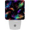NEWzone Neon Feathers Night Light 0.5W, Plug in Night Lights for Boys Girls Led Night Light Dusk to Dawn Sensor Nightlight for Stairway/Hallway/Bedroom view 1