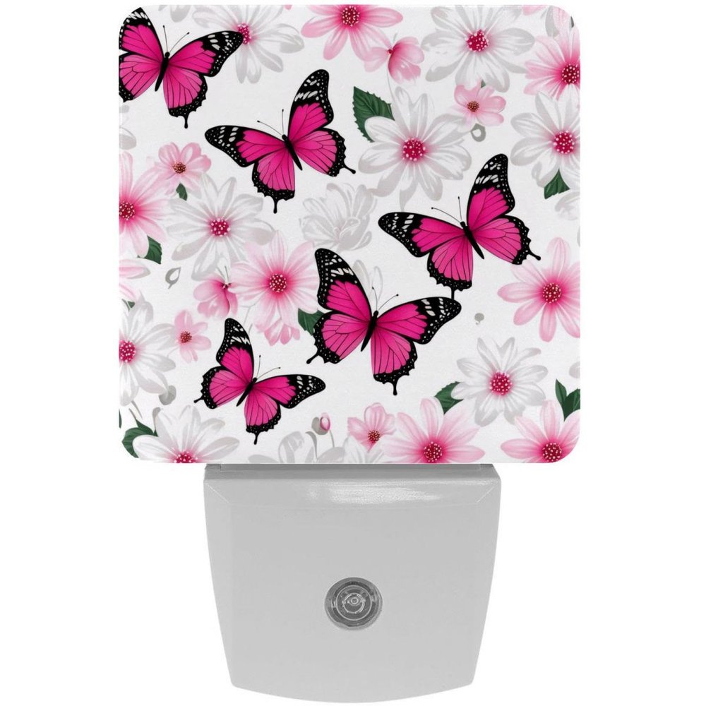 NEWzone Daisies Butterfly Night Light Plug into Wall Decor 2 Pack, Decorative Night Light for Kids, Plug in Night Lights for Bedroom Living Room, Gift for Kids Adults