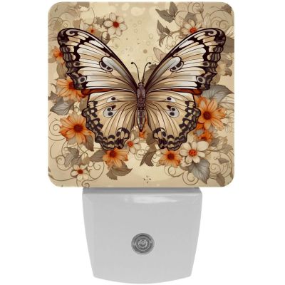 NEWzone Florals Butterfly Night Light Plug into Wall Decor 2 Pack, Decorative Night Light for Kids, Plug in Night Lights for Bedroom Living Room, Gift for Kids Adults
