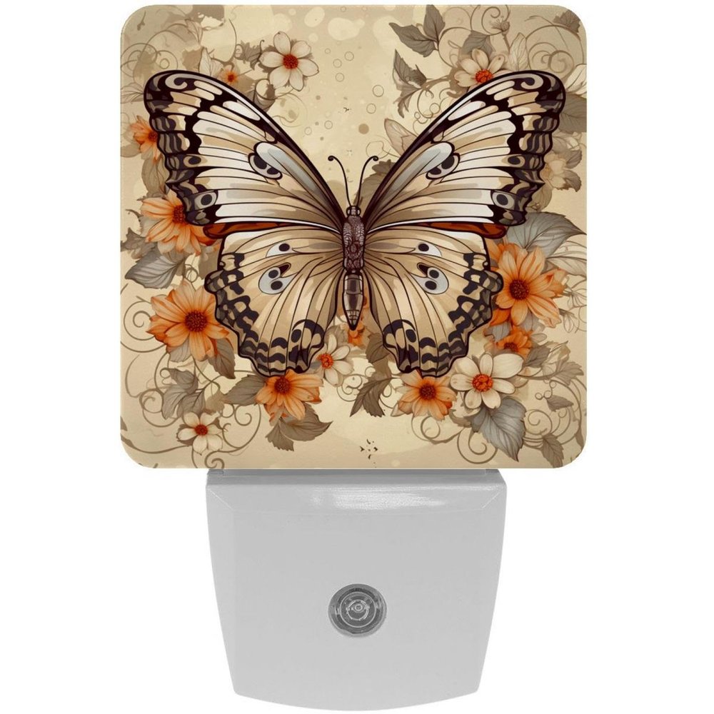 NEWzone Florals Butterfly Night Light Plug into Wall Decor 2 Pack, Decorative Night Light for Kids, Plug in Night Lights for Bedroom Living Room, Gift for Kids Adults