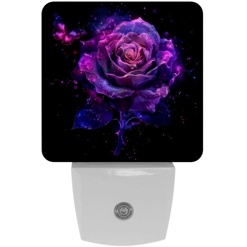 NEWzone Galaxy Rose Night Light Plug into Wall with Dusk to Dawn Light Sensors, Warm Nightlights for Bedroom, Bathroom, Hallway, Kitchen, Gifts Ideal for Girls Boys