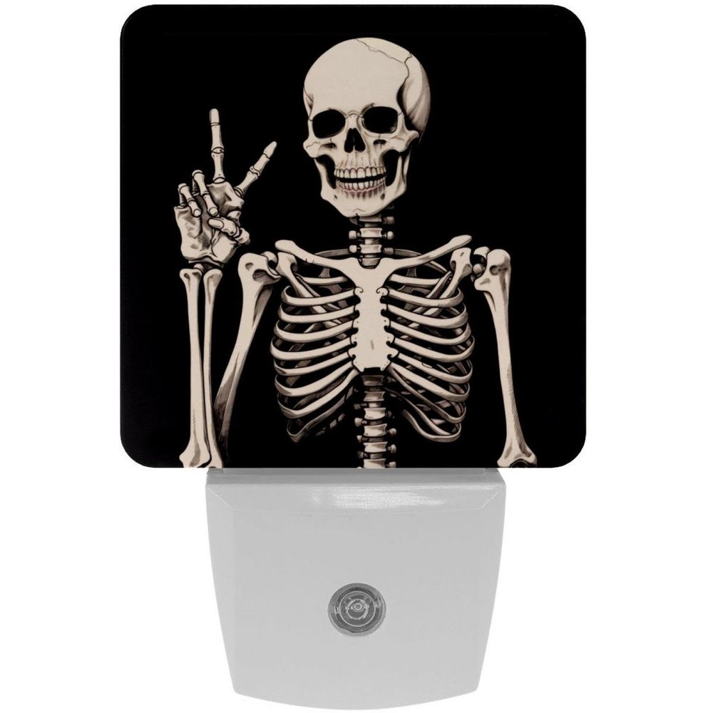 NEWzone Human Skeleton Night Light Plug into Wall for Girls Boys Room, Decorative Nightlights Auto Sensor Led Lights Wall Decor Gifts for Women Nightlight, 2 Pack