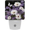 NEWzone White Purple Daisy Butterflies Night Light for Kids 2 Pack, LED Plug into Wall Lights Dusk-to-Dawn Sensor, Nursery Nightlight for Kids Room, Bathroom, Bedroom Decor view 1