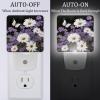 NEWzone White Purple Daisy Butterflies Night Light for Kids 2 Pack, LED Plug into Wall Lights Dusk-to-Dawn Sensor, Nursery Nightlight for Kids Room, Bathroom, Bedroom Decor view 2