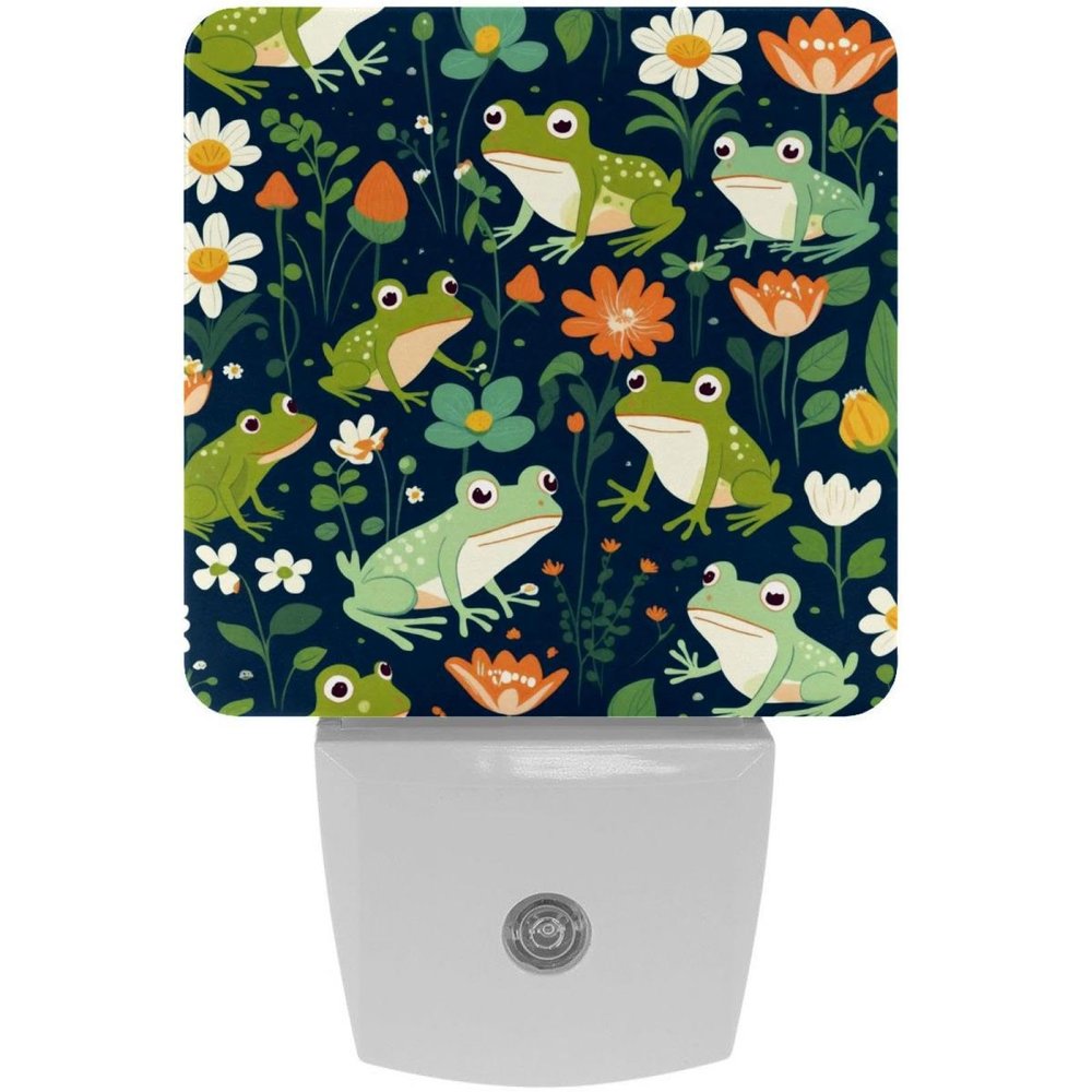 NEWzone Cute Frogs Night Light Plug into Wall with Dusk to Dawn Light Sensors, Warm Nightlights for Bedroom, Bathroom, Hallway, Kitchen, Gifts Ideal for Girls Boys