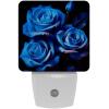 NEWzone Blue Roses Night Light Plug into Wall with Dusk to Dawn Light Sensors, Warm Nightlights for Bedroom, Bathroom, Hallway, Kitchen, Gifts Ideal for Girls Boys view 1