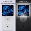 NEWzone Blue Roses Night Light Plug into Wall with Dusk to Dawn Light Sensors, Warm Nightlights for Bedroom, Bathroom, Hallway, Kitchen, Gifts Ideal for Girls Boys view 2