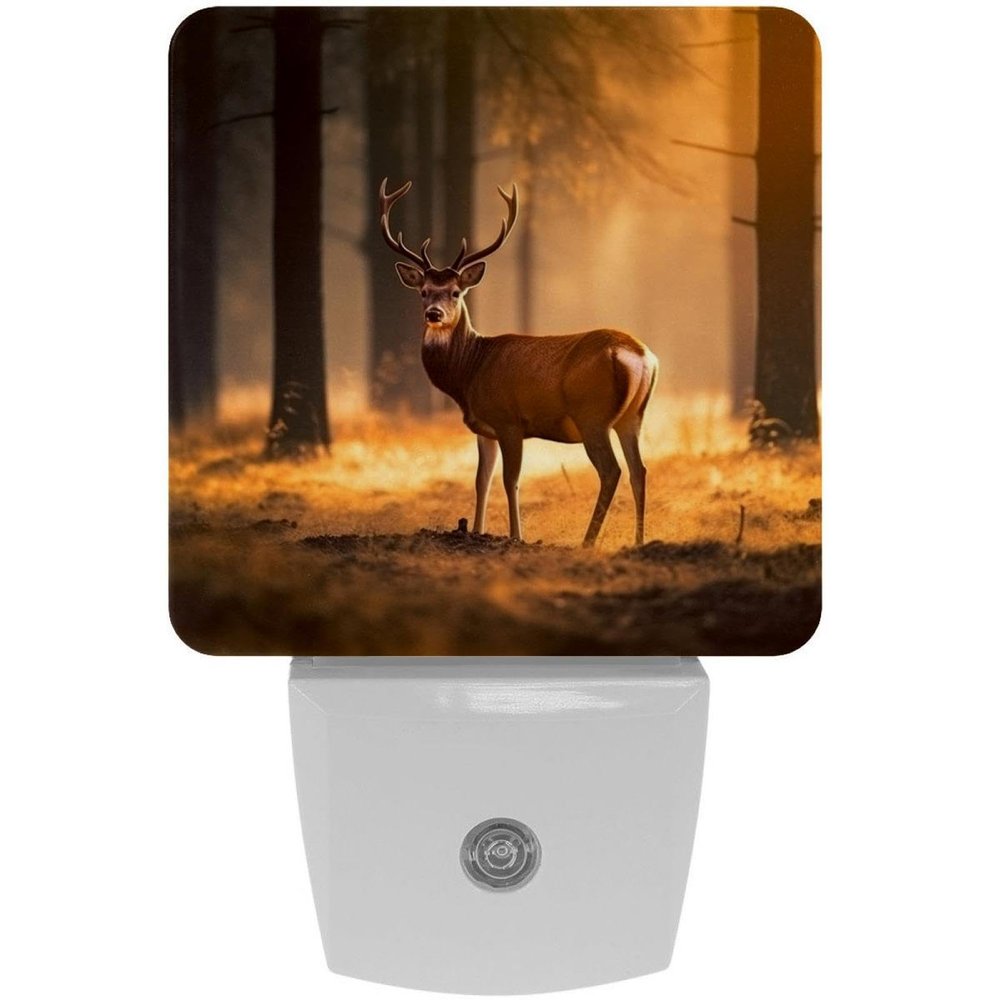 NEWzone Forest Deer Night Light Plug into Wall with Dusk to Dawn Light Sensors, Warm Nightlights for Bedroom, Bathroom, Hallway, Kitchen, Gifts Ideal for Girls Boys