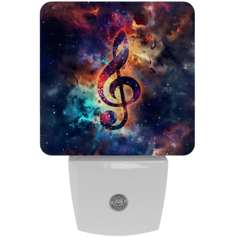 NEWzone Galaxy Music Note Night Light 0.5W, Plug in Night Lights for Boys Girls Led Night Light Dusk to Dawn Sensor Nightlight for Stairway/Hallway/Bedroom