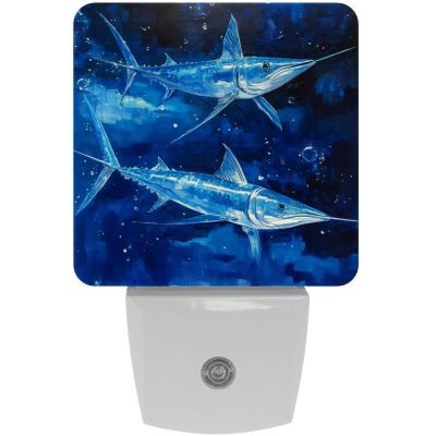 NEWzone Swordfishes Ocean Night Light for Kids 2-Pack, LED Plug into Wall Lights Dusk-to-Dawn Sensor, Nursery Plug in Nightlight, for Kids Room, Bathroom, Bedroom Decor, Children Gift