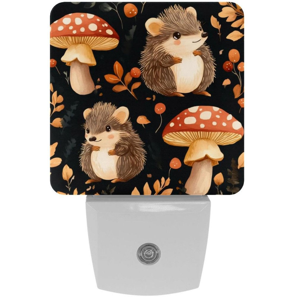 NEWzone Hedgehog Mushroom Night Light Plug into Wall with Dusk to Dawn Sensor LED Nightlight for Kid Girls Boys Room Decor, Hallway, Kitchen, Bathroom, Nursery, Stairs