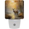 NEWzone Forest Tree Deer Night Light Plug into Wall with Dusk to Dawn Sensor LED Nightlight for Kid Girls Boys Room Decor, Hallway, Kitchen, Bathroom, Nursery, Stairs view 1