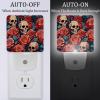 NEWzone Skulls Rose Night Light Plug into Wall with Dusk to Dawn Light Sensors, Warm Nightlights for Bedroom, Bathroom, Hallway, Kitchen, Gifts Ideal for Girls Boys view 2