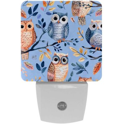 NEWzone Owls and Leaves Night Light 0.5W, Plug in Night Lights for Boys Girls Led Night Light Dusk to Dawn Sensor Nightlight for Stairway/Hallway/Bedroom