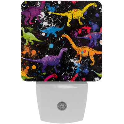 NEWzone Dinosaurs Splash Paint Night Light Plug into Wall with Dusk to Dawn Light Sensors, Warm Nightlights for Bedroom, Bathroom, Hallway, Kitchen, Gifts Ideal for Girls Boys