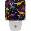 NEWzone Dinosaurs Splash Paint Night Light Plug into Wall with Dusk to Dawn Light Sensors, Warm Nightlights for Bedroom, Bathroom, Hallway, Kitchen, Gifts Ideal for Girls Boys view 1