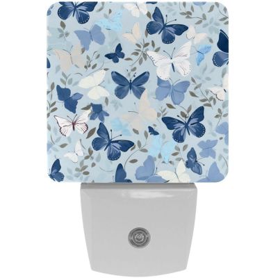 NEWzone Butterflies Floral Night Light for Kids 2 Pack, LED Plug into Wall Lights Dusk-to-Dawn Sensor, Nursery Nightlight for Kids Room, Bathroom, Bedroom Decor
