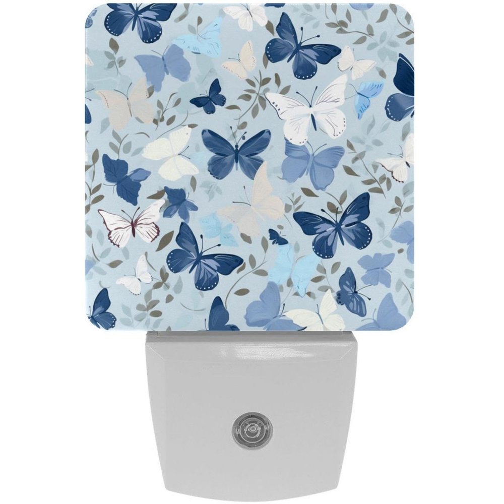 NEWzone Butterflies Floral Night Light for Kids 2 Pack, LED Plug into Wall Lights Dusk-to-Dawn Sensor, Nursery Nightlight for Kids Room, Bathroom, Bedroom Decor