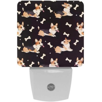 NEWzone Corgi Dogs Night Light Plug into Wall with Dusk to Dawn Light Sensors, Warm Nightlights for Bedroom, Bathroom, Hallway, Kitchen, Gifts Ideal for Girls Boys