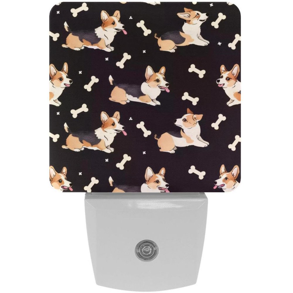 NEWzone Corgi Dogs Night Light Plug into Wall with Dusk to Dawn Light Sensors, Warm Nightlights for Bedroom, Bathroom, Hallway, Kitchen, Gifts Ideal for Girls Boys