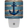 NEWzone Anchor on a Wooden Planks Night Light Plug into Wall with Dusk to Dawn Sensor LED Nightlight for Kid Girls Boys Room Decor, Hallway, Kitchen, Bathroom, Nursery, Stairs view 1