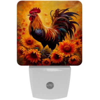 NEWzone Rooster Sunflowers Night Light Plug into Wall with Dusk to Dawn Light Sensors, Warm Nightlights for Bedroom, Bathroom, Hallway, Kitchen, Gifts Ideal for Girls Boys