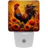 NEWzone Rooster Sunflowers Night Light Plug into Wall with Dusk to Dawn Light Sensors, Warm Nightlights for Bedroom, Bathroom, Hallway, Kitchen, Gifts Ideal for Girls Boys view 1