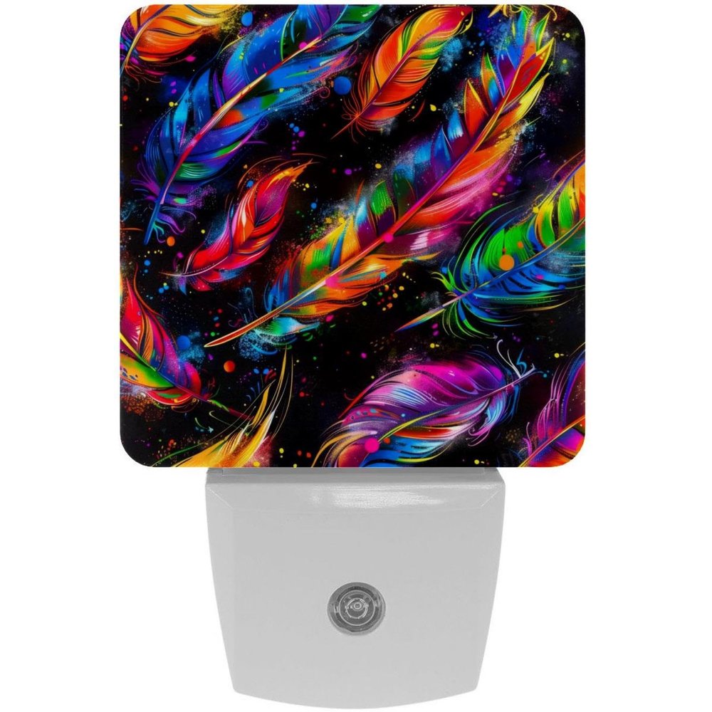 NEWzone Neon Feathers Night Light 0.5W, Plug in Night Lights for Boys Girls Led Night Light Dusk to Dawn Sensor Nightlight for Stairway/Hallway/Bedroom